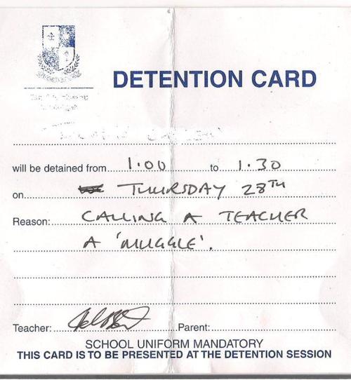 Detention Card